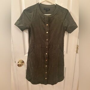 Banana Republic Olive Green Short-Sleeve Button-Front Dress